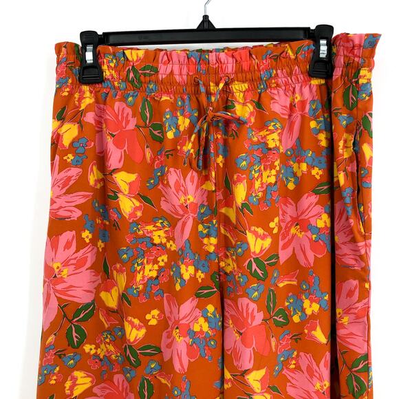 TOAD & CO Womens Sunkissed Wide Leg Pants Medium Red Persimmon Tulip Print NWT - Picture 6 of 12